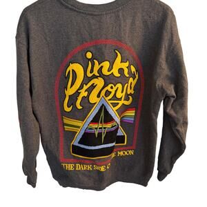Pinki Floyd Sweatshirt Men's Gray Crew Embroidered Dark Side of the Moon Sz L
